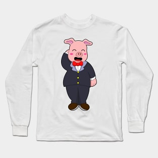 Pig as Groom with Suit & Tie Long Sleeve T-Shirt